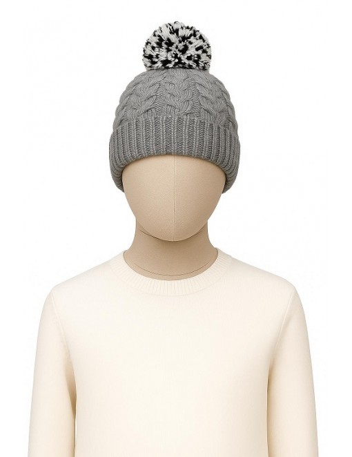 Cappello Trecce con Pompon in Misto...