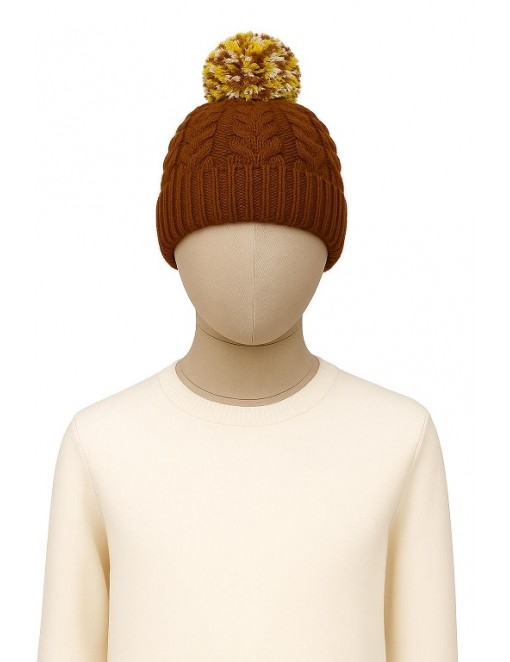 Cappello Trecce con Pompon in Misto...